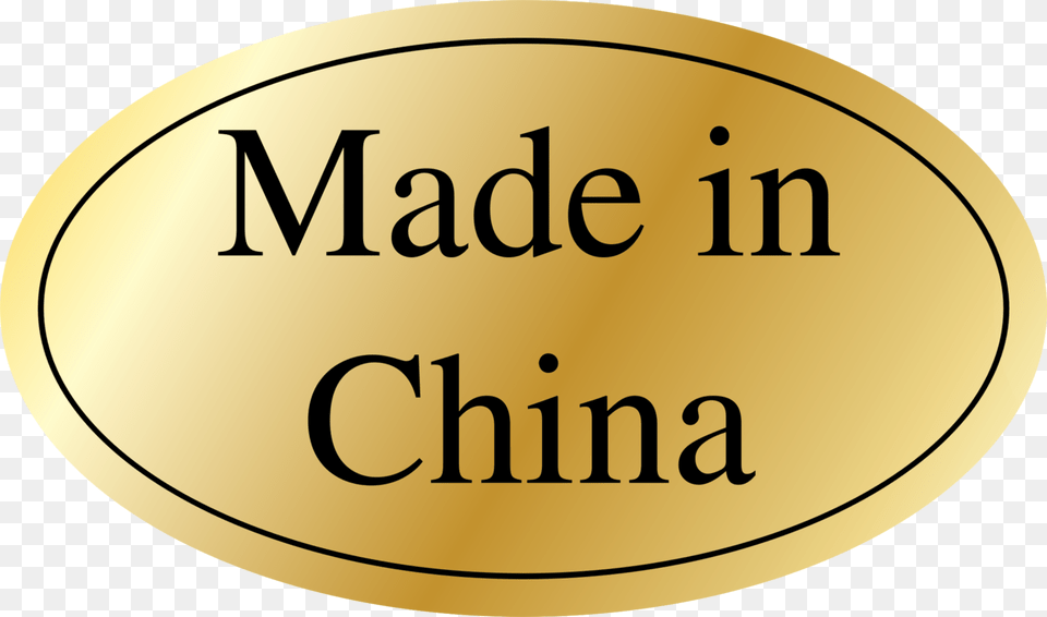 China Label Sticker Logo Brand Made In China Sticker, Gold, Text Png Image