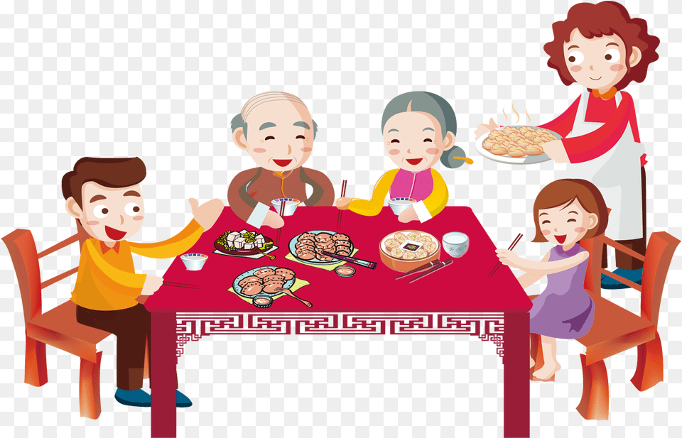 China Tangyuan Clip Art Mid Autumn Family Vector, Table, Person, People, Dining Table Free Png