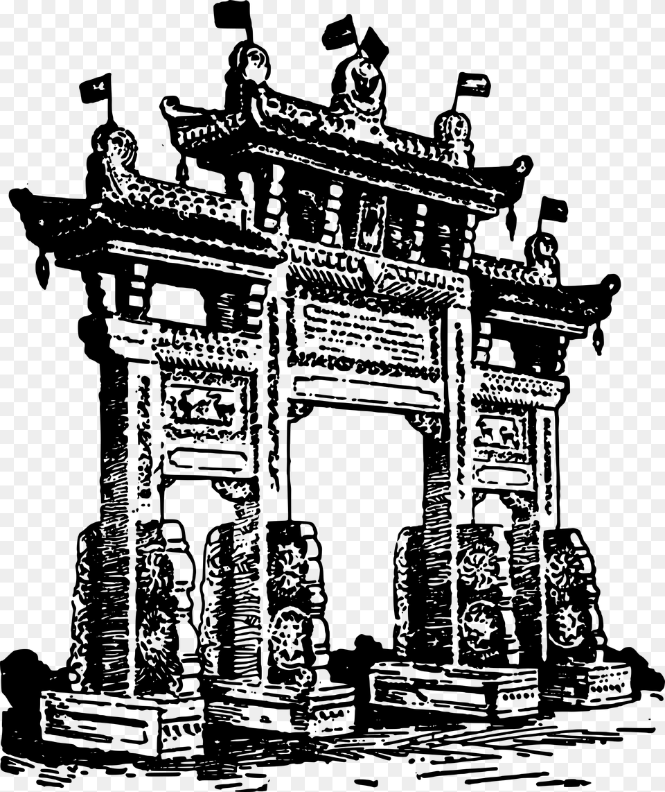 Chinatown Gate Clip Arts Chinatown, Gray Png Image