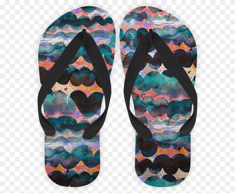 Chinelo Abstract Waves Marine Watercolor Flip Flops, Clothing, Flip-flop, Footwear, Person Free Png Download