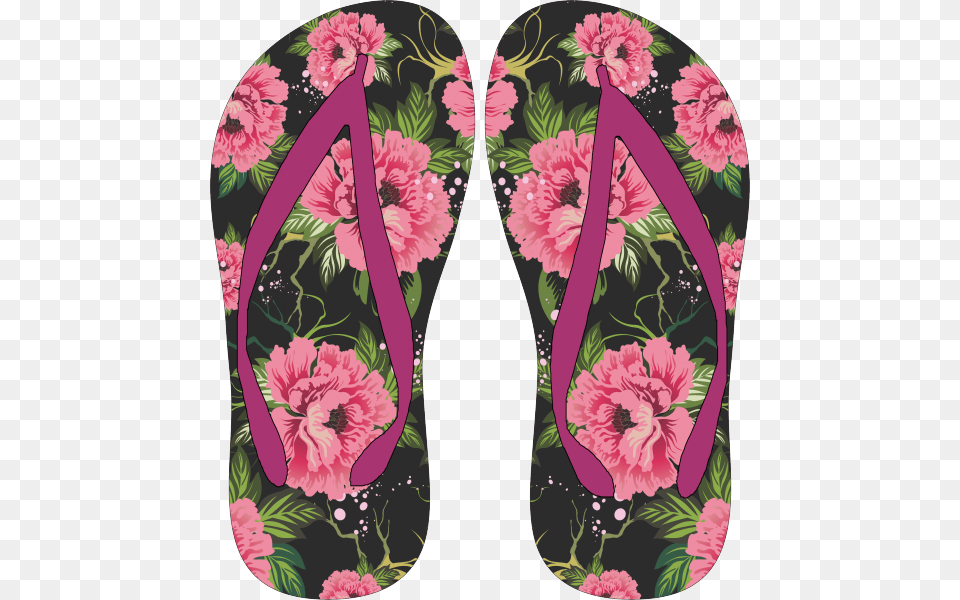 Chinelo Flores Rosas Flores Para Chinelos, Clothing, Flip-flop, Footwear Free Png Download