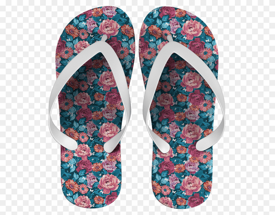 Chinelo Personalizado Estampa Flores Handpainted Flower Keychain Adult Unisex Size, Clothing, Flip-flop, Footwear Free Png Download