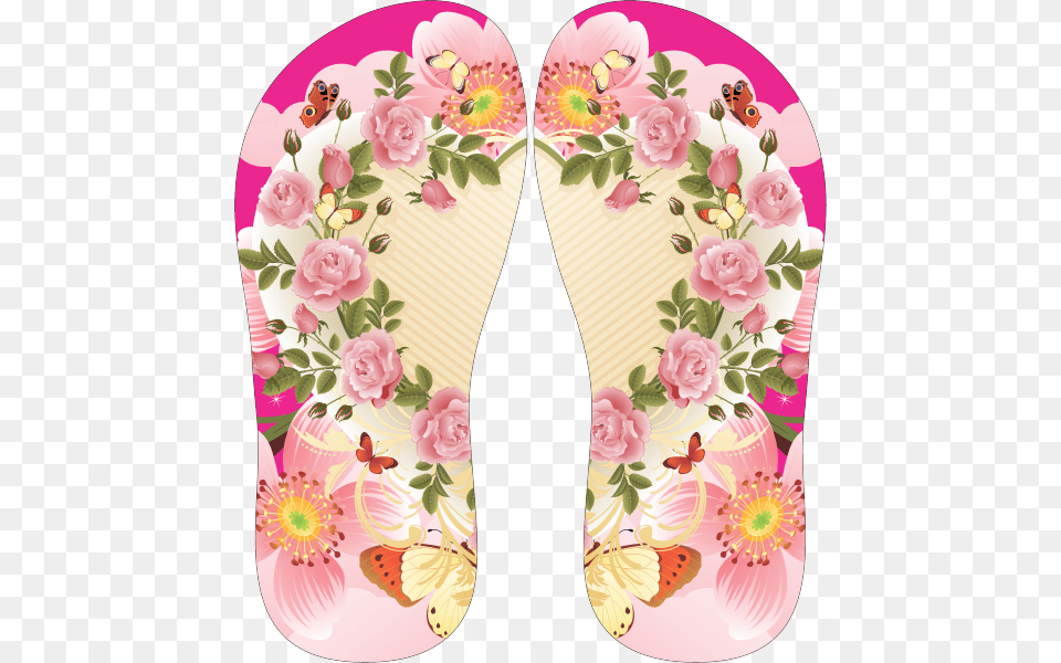 Chinelo Tipo Havaiana De Flores Rosas Rose Vector, Flip-flop, Clothing, Footwear, Plant Png