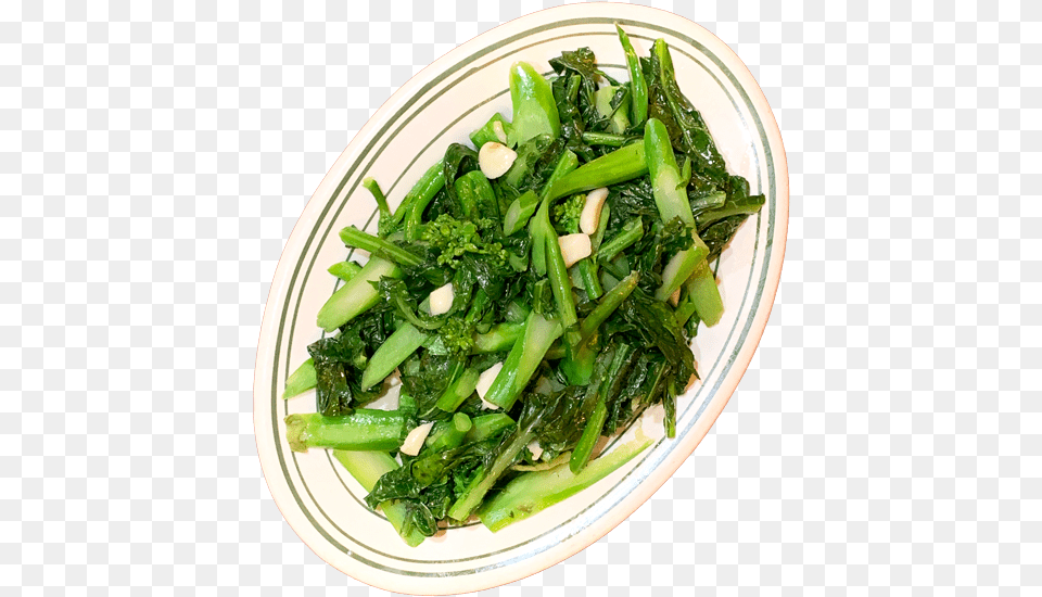 Chinese Broccoli Garlic Water Spinach, Plate, Food, Leafy Green Vegetable, Plant Png