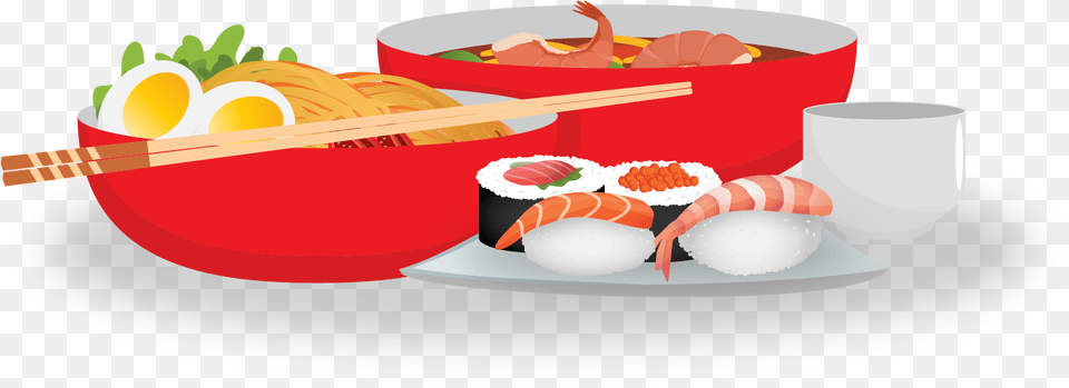 Chinese Clipart Chinese Buffet Sushi Vektor, Dish, Food, Meal, Cup Free Png
