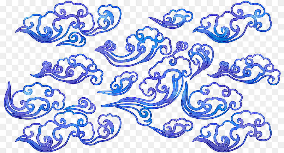 Chinese Clouds Swirl Blue Asian Clouds Transparent, Pattern, Animal, Sea Life, Sea Png