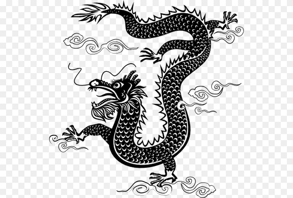 Chinese Clouds With Dragon, Gray Free Png Download