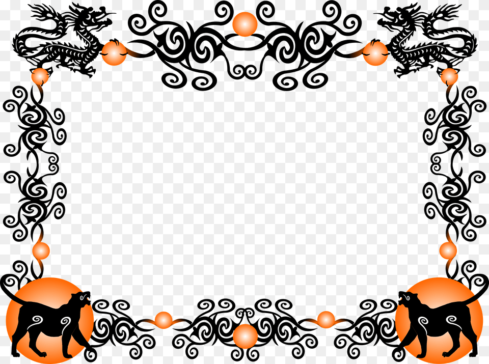 Chinese Dragon Border U0026 Borderpng Chinese Dragon Border, Art, Graphics, Floral Design, Pattern Png Image