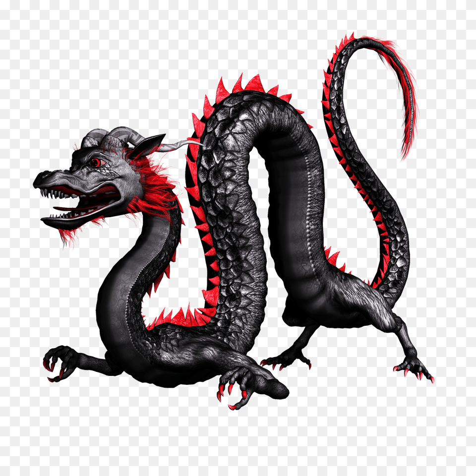 Chinese Dragon Gold Black And Red Chinese Dragon, Animal, Lizard, Reptile Png Image