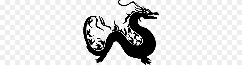 Chinese Dragon Silhouette Clip Art, Gray Png Image