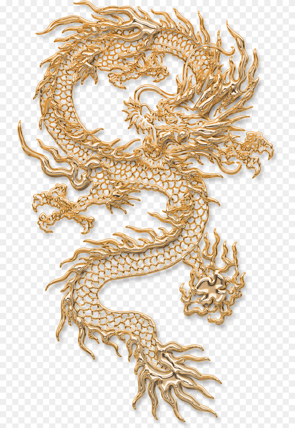 Chinese Dragon Tattoo Illustration Yellow And Red Dragon, Gold, Bronze, Accessories Png Image