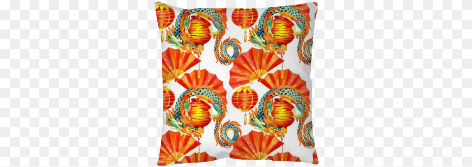 Chinese Dragon Watercolor Seamless Pattern Watercolor Painting, Cushion, Home Decor, Pillow Png