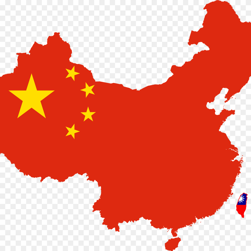 Chinese Flag Map China And Tiwans Flag, Person, Symbol Free Png