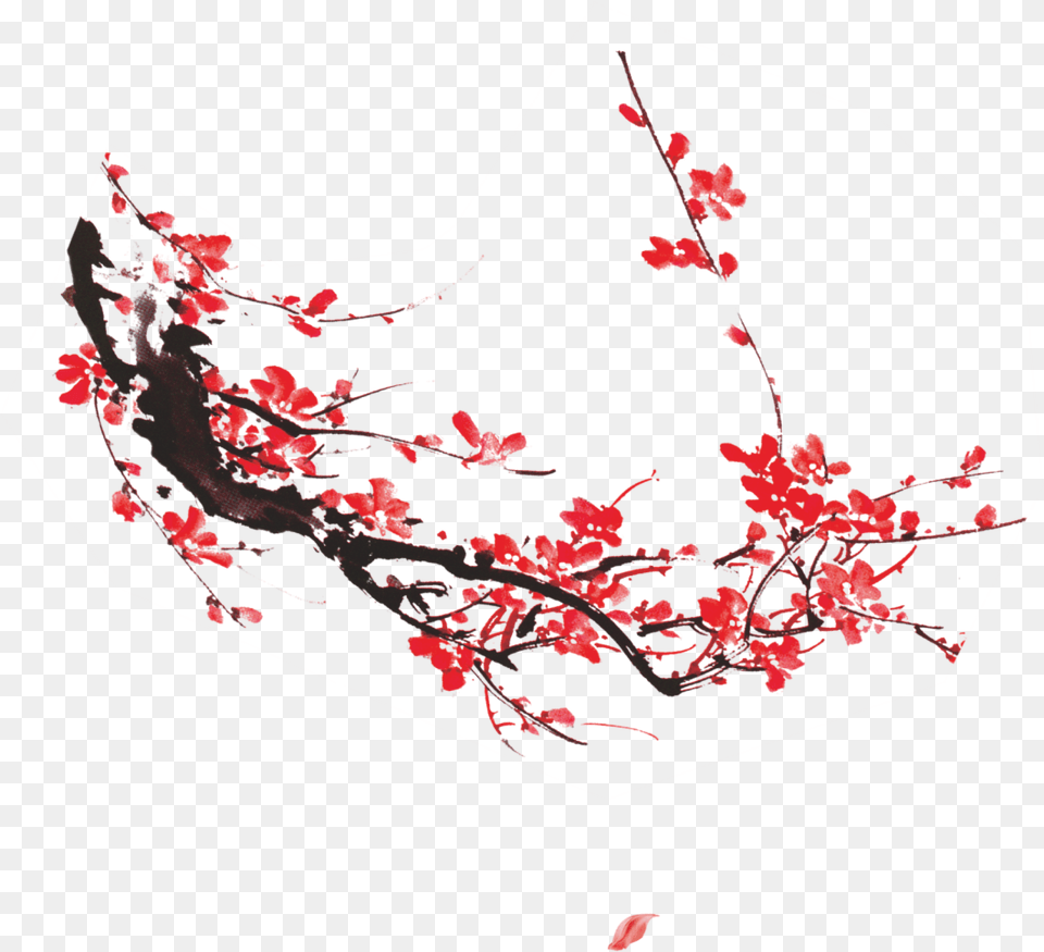 Chinese Flower Background Chinese Plum Flower, Petal, Plant, Art, Graphics Png