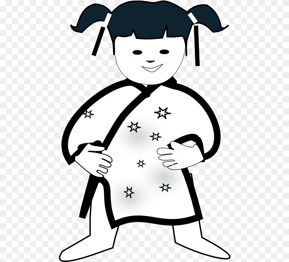 Chinese Girl Icon Black White Clipartist Chinese Clipart Black And White, Stencil, Person, Head, Face Free Transparent Png