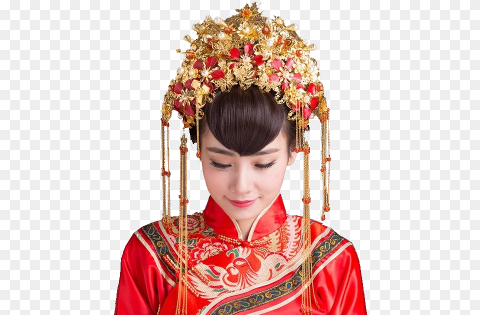 Chinese Hakka Wedding Headdress, Adult, Person, Female, Bride Free Transparent Png