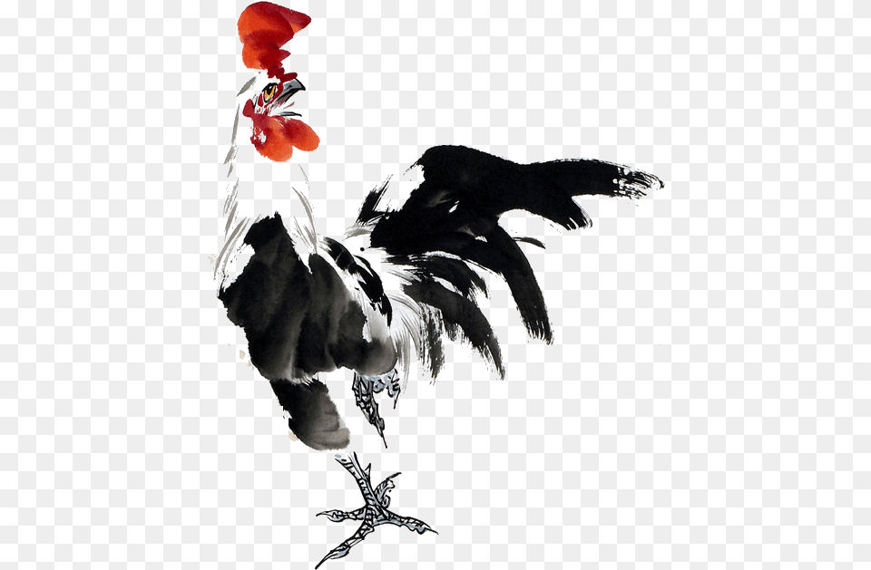 Chinese Ink Painting Chicken, Animal, Bird, Fowl, Poultry Free Png Download