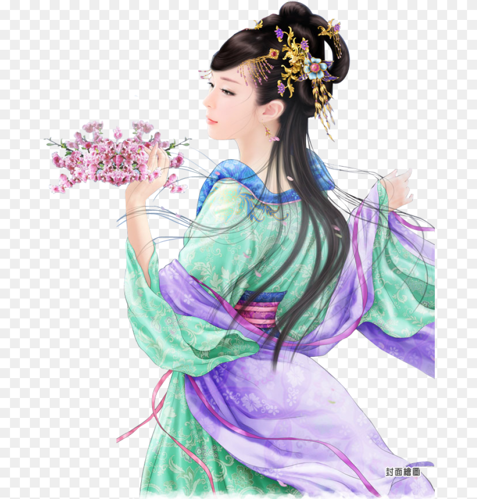 Chinese Lady Holding Flowers Image Purepng Chinese Hanbok, Adult, Person, Gown, Formal Wear Png