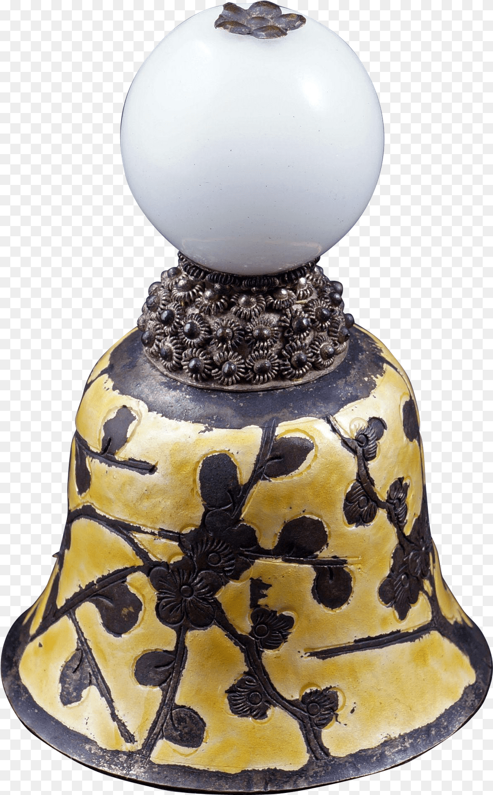 Chinese Mandarin White Peking Glass Hat Finial 19th Ghanta, Lamp, Art, Porcelain, Pottery Free Png