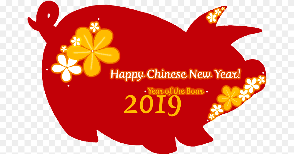 Chinese New Year 2019 Year Of The Boar Flower Chinese New Year Art, Logo Free Transparent Png