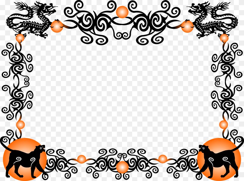 Chinese New Year Border Tiger Clipart, Art, Graphics, Floral Design, Pattern Free Transparent Png