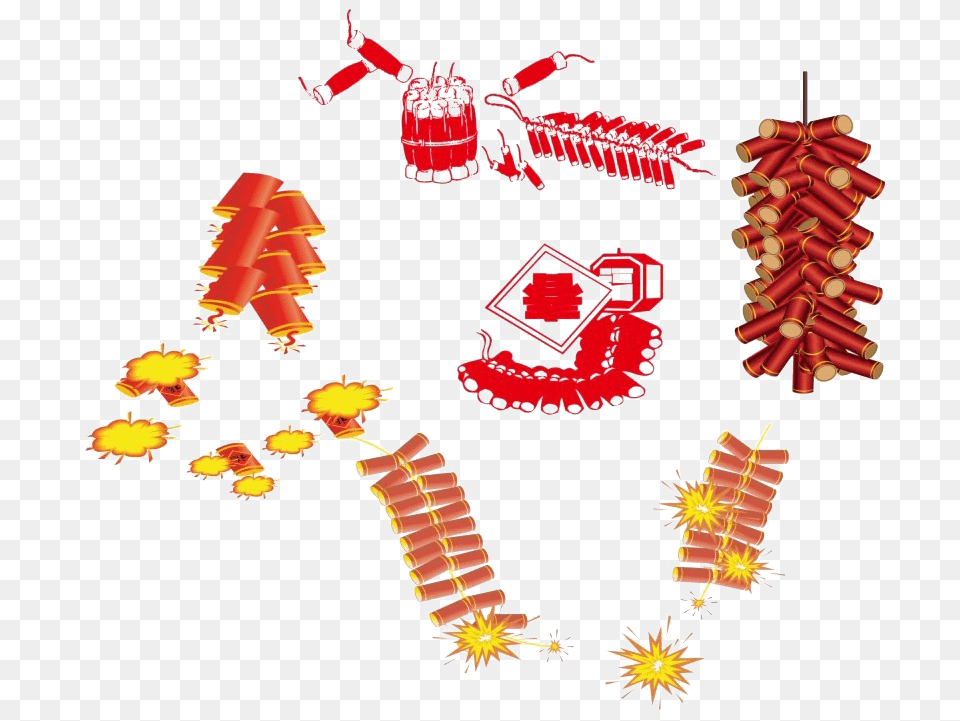 Chinese New Year Decoration All Chinese Lunar New Year Firework, Dynamite, Weapon, Food, Meat Png Image