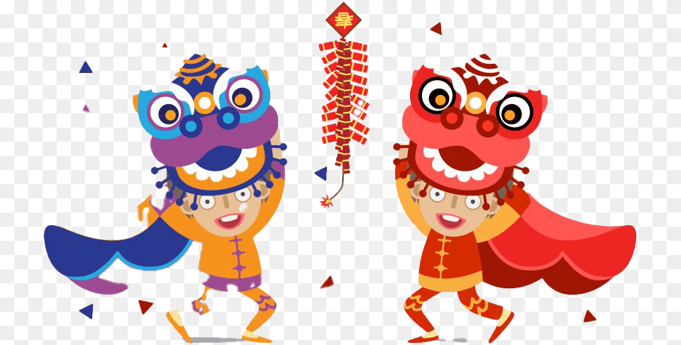 Chinese New Year Dragon Photo Chinese New Year Lion Dance Cartoon, Baby, Person, Animal, Bear Free Png