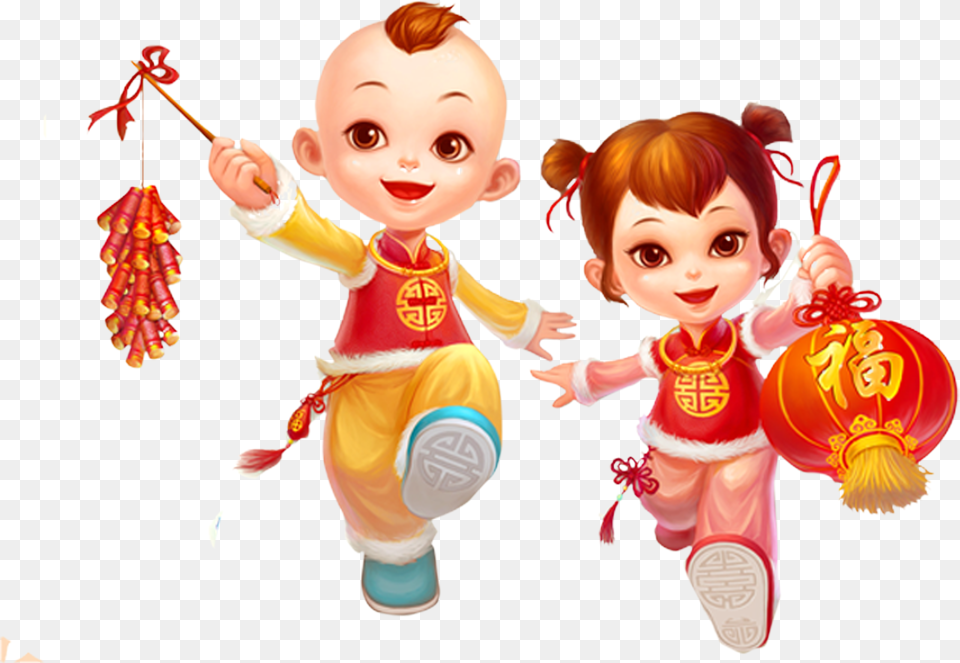 Chinese New Year Girl, Doll, Food, Sweets, Toy Free Png