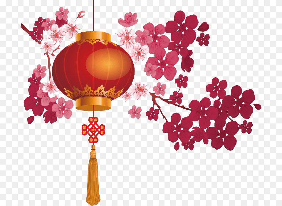 Chinese New Year Lantern Transparent Image Chinese New Year, Lamp, Flower, Plant Free Png
