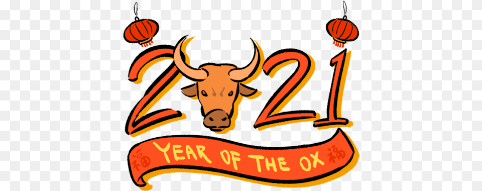 Chinese New Year Of The Ox Sticker Chinese New Year Gif Happy New Year Ox, Animal, Bull, Mammal, Cattle Free Transparent Png
