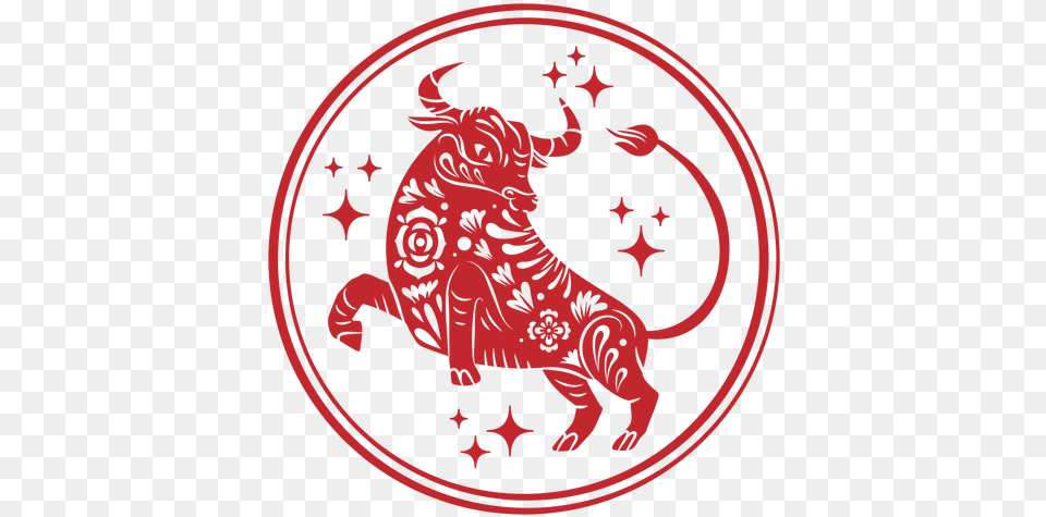 Chinese New Year Ox Sparkles Papercut Chinese Ox, Emblem, Symbol, Logo, Animal Free Transparent Png