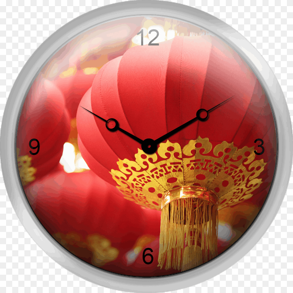 Chinese Red Lanterns Circle, Analog Clock, Clock Free Transparent Png