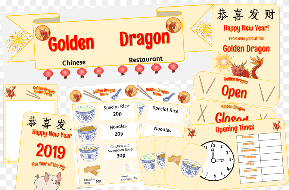 Chinese Restaurant Role Play Pack Cartoon, Text, Menu, Advertisement Png Image