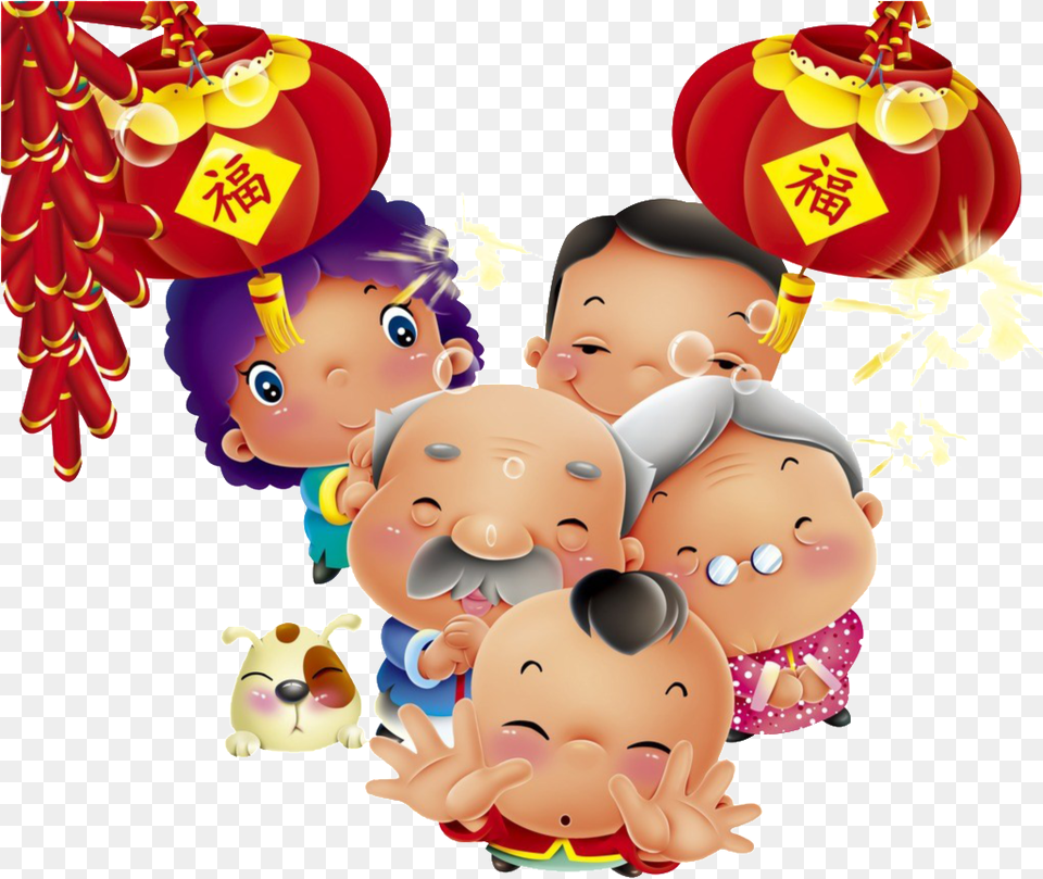 Chinese Style Spring Festival Element Design Chinese New Year Cartoon, Baby, Person, Face, Head Png Image