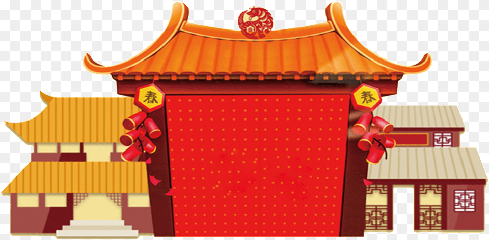 Chinese Style Spring Festival Gate Chinese New Year Png