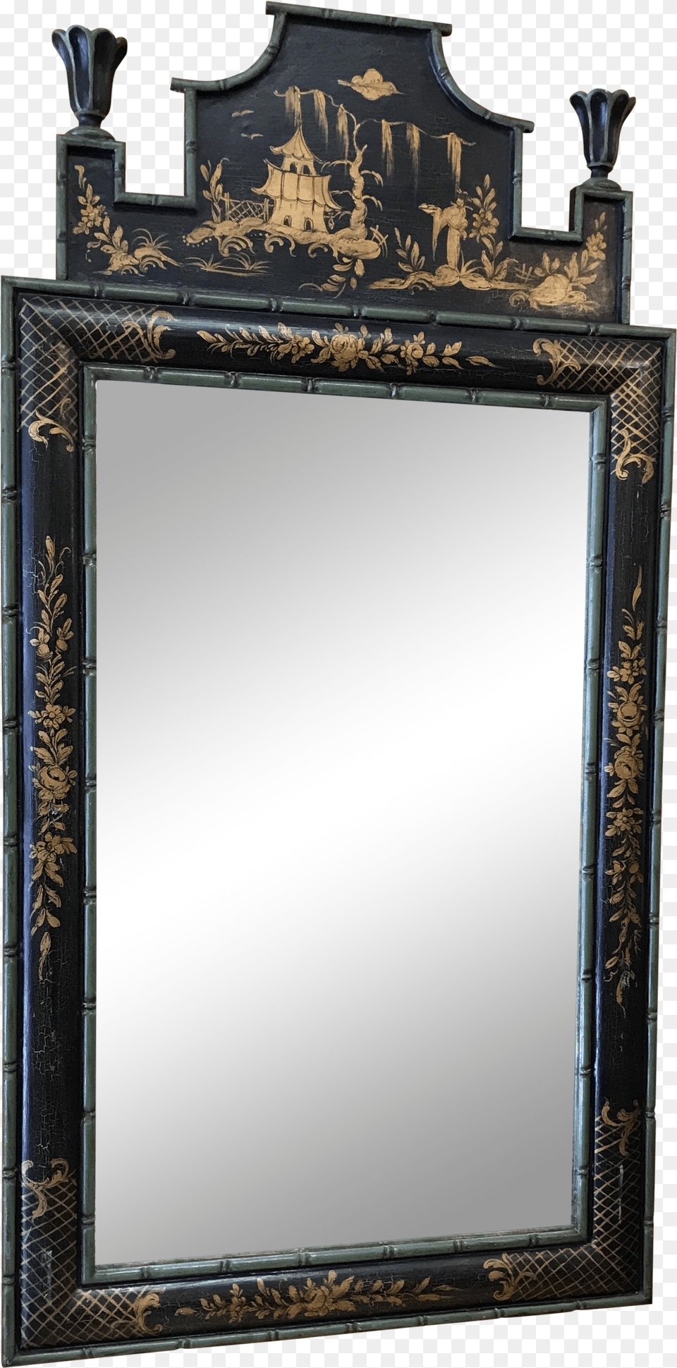Chinoiserie Black And Gold Mirror Made In Italy Antique Free Png