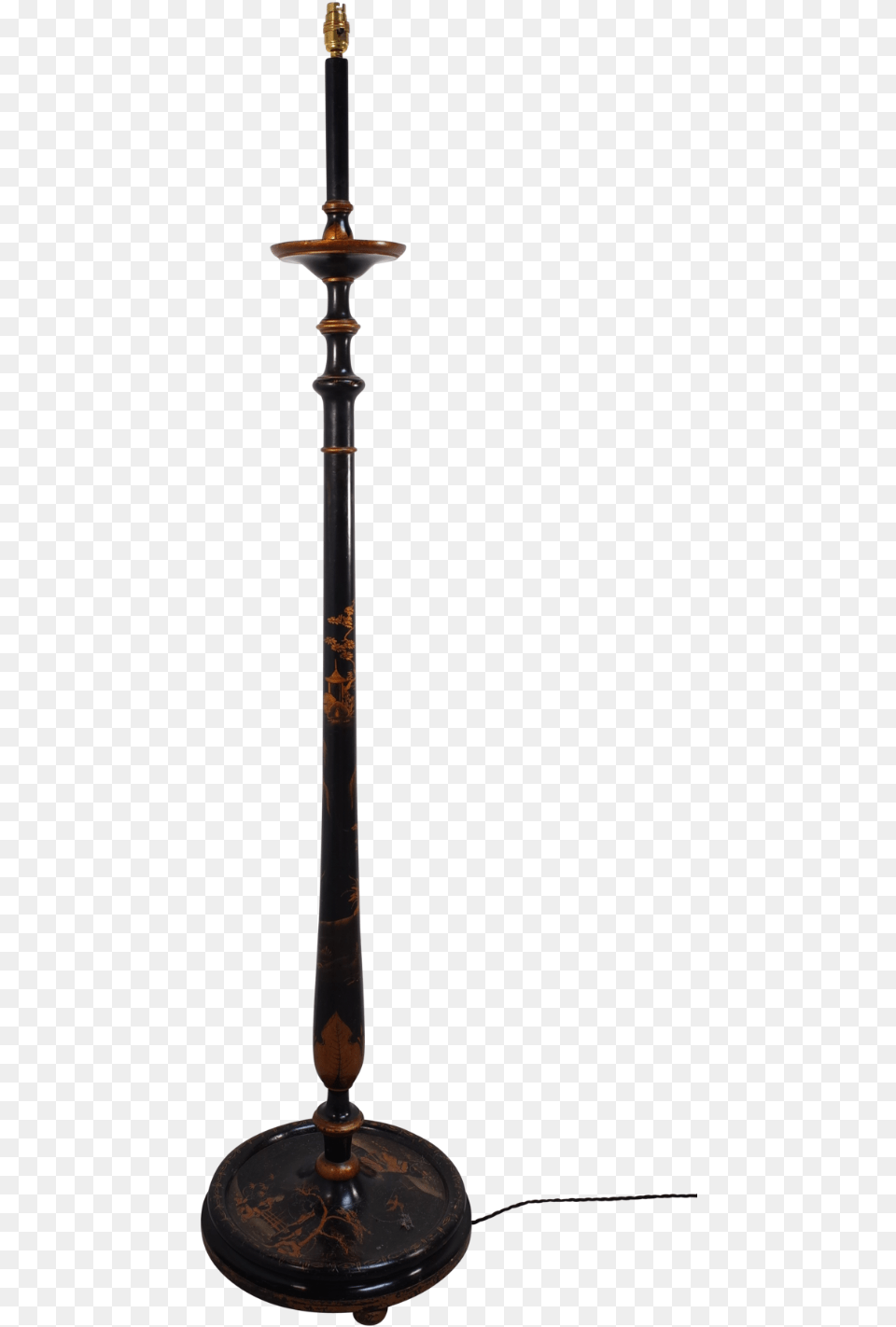 Chinoiserie Lacquered Floor Lamp Indian Musical Instruments, Candle, Mace Club, Weapon, Candlestick Free Png