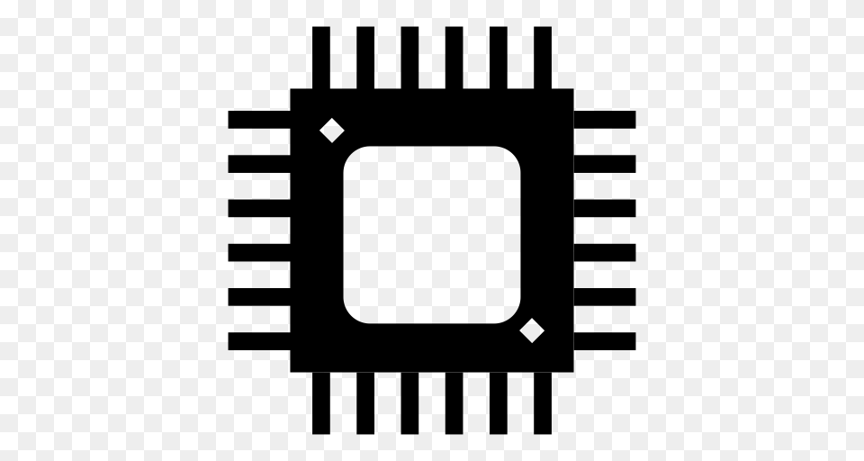 Chip Computer Cpu Device Frequency Microchip Processor Icon, Gray Png Image