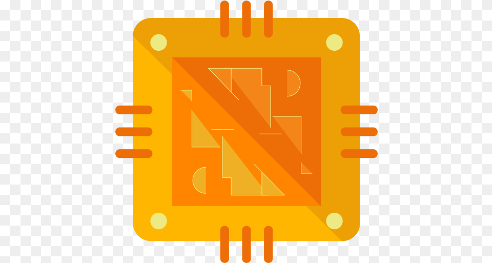 Chip Processor Cpu Technology Electronic Electronics Icon Cpu Orange Icon, Hardware, First Aid, Printed Circuit Board Free Png