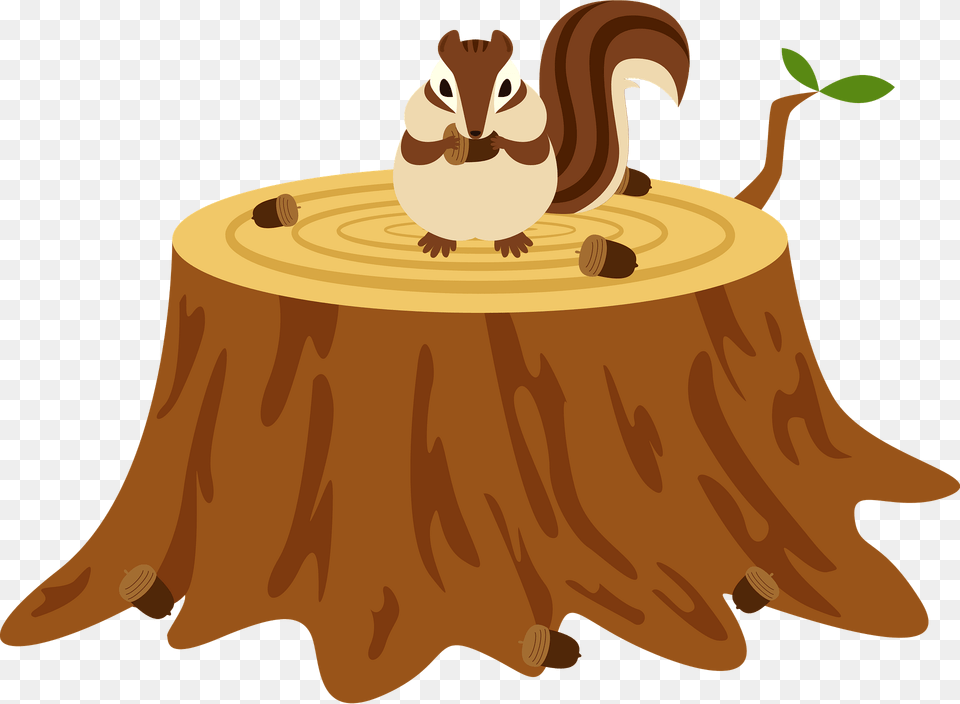 Chipmunk Is On A Stump Clipart, Plant, Tree, Tree Stump Png Image