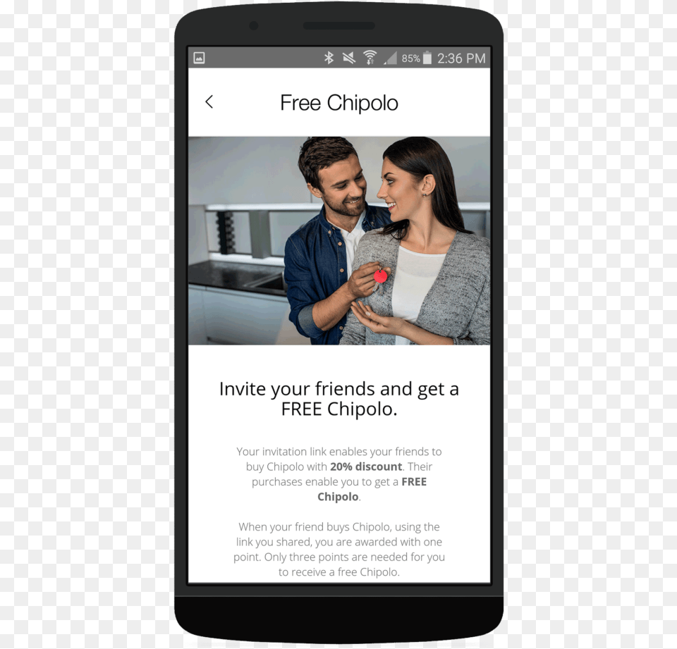 Chipolo Mobile Mockup Referral In App Referral In App Message, Adult, Poster, Person, Woman Png Image