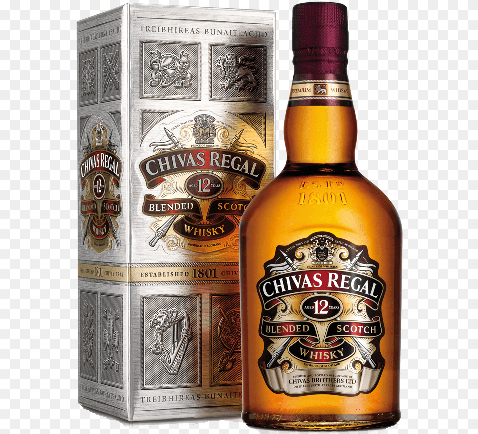 Chivas Regal 12 Year Blended Scotch Whisky, Alcohol, Beverage, Liquor, Beer Png