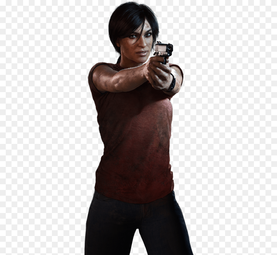 Chloe Frazer Transparent Images Uncharted Lost Legacy, Adult, Weapon, Person, Handgun Free Png Download