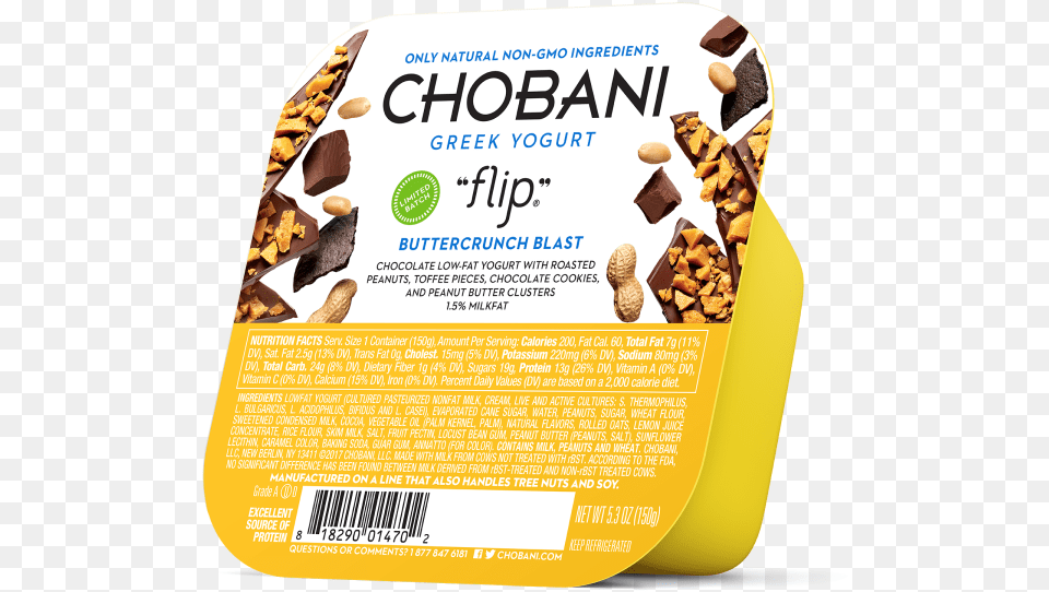 Chobani Flip Buttercrunch Blast, Food, Produce, Advertisement, Text Free Transparent Png