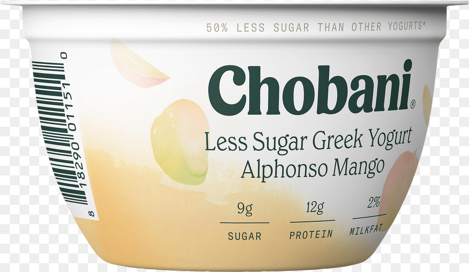 Chobani Less Sugar Greek Alphonso Mango Low Fat Greek Label, Dessert, Food, Yogurt, Egg Png Image