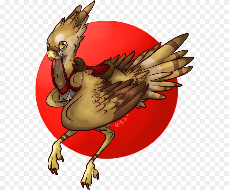 Chocobo And The Giant Red Circle Cartoon, Animal, Beak, Bird Free Png