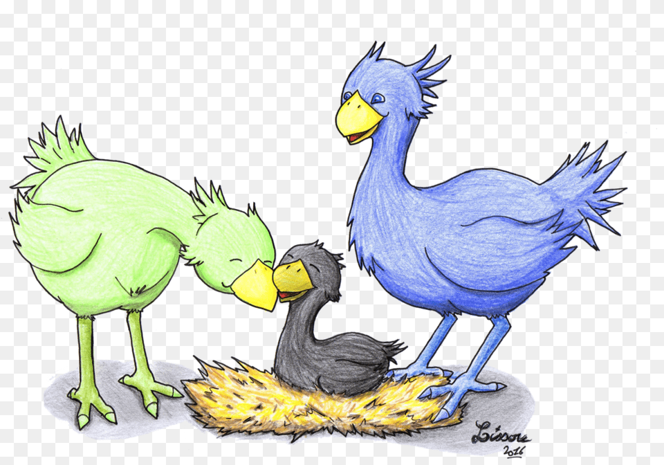 Chocobo Family By Lissou Sad Chocobos, Animal, Beak, Bird, Dodo Free Transparent Png