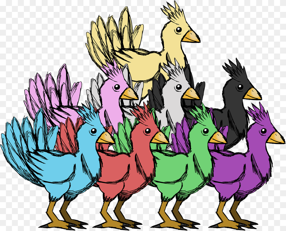 Chocobo Group Digital Art, Animal, Bird, Fowl, Poultry Png