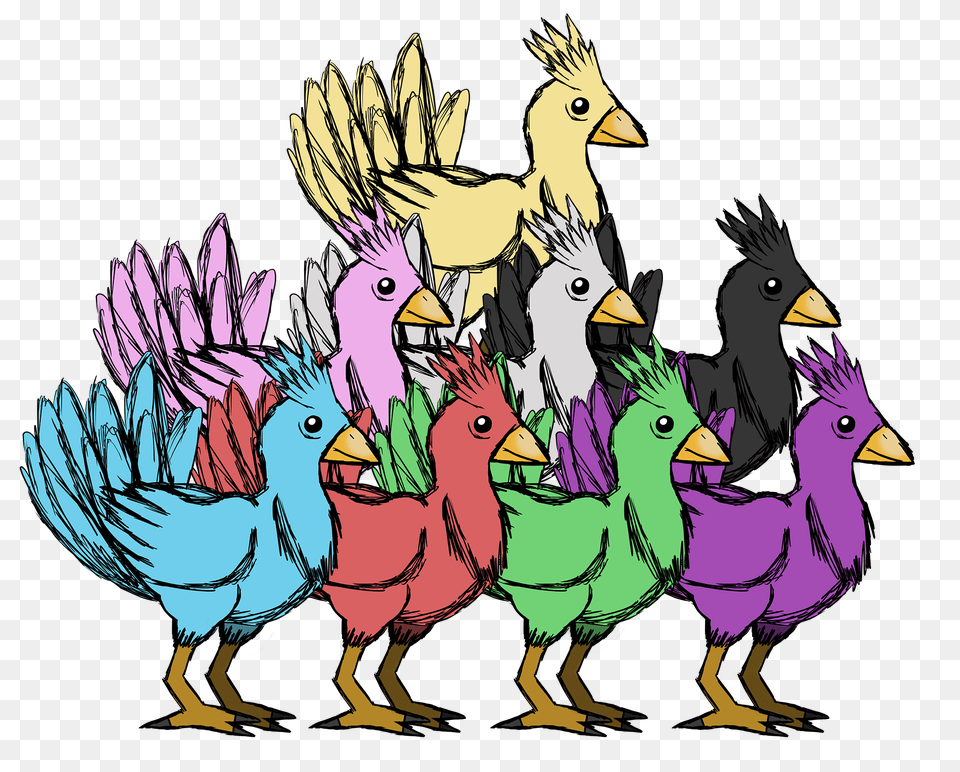 Chocobo Group William Loyd Tooher Iv, Animal, Art, Bird, Chicken Free Transparent Png