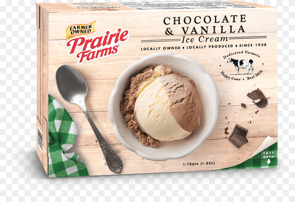 Chocolate Amp Vanilla Prairie Farms Dairy Prairie Farms Rocky Road Ice Cream, Food, Ice Cream, Dessert, Cutlery Png Image